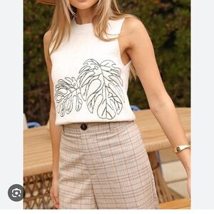 Monstera Embroidered Knit Top